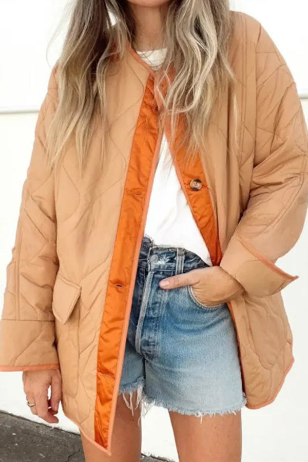 Luvik | Rentoa puuvillatakki väriestettä tasku rento takki