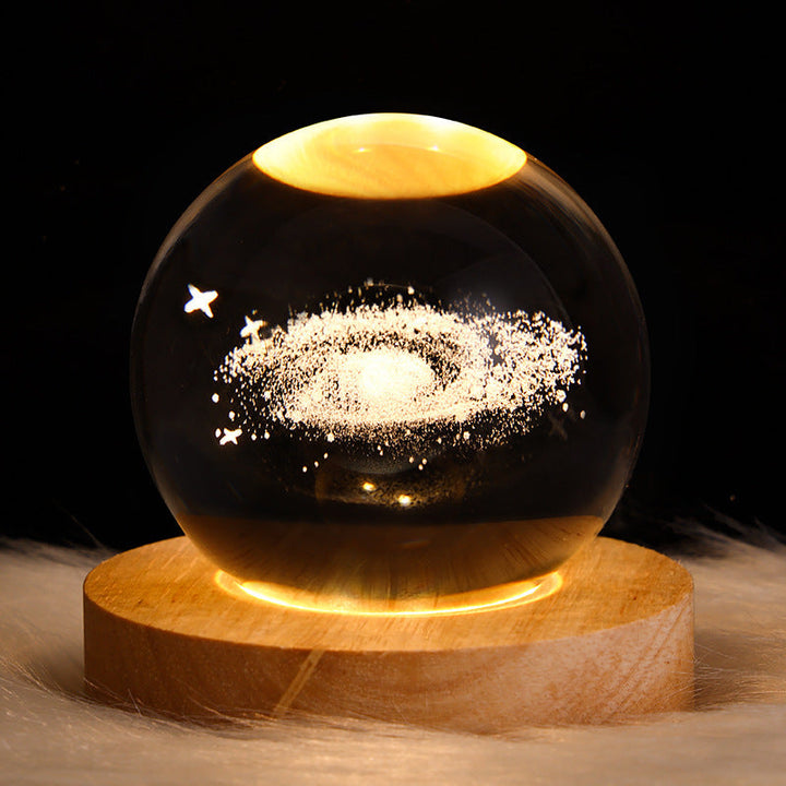 3D Galaxy Crystal Ball LED Nattlys | Luvikno