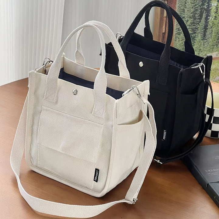 UrbanEase Canvas Slingbag – Hvit skulderveske med magnetlukking og justerbar stropp | Luvikno