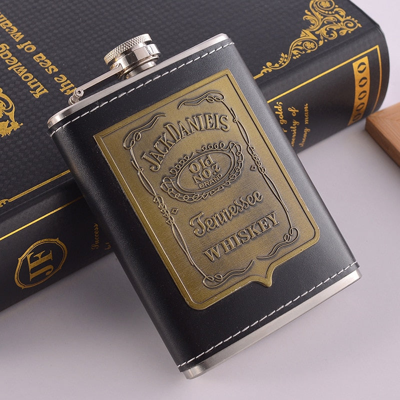 Luvikno | 8oz Whisky Flaske laget av Rustfritt Stål Alkohol Trakt Hofteflaske Brodert Gull Silke Stoff Emballasje Gaveeske Sett