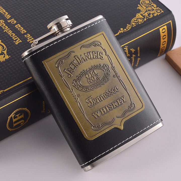 Luvikno | 8oz Whisky Flaske laget av Rustfritt Stål Alkohol Trakt Hofteflaske Brodert Gull Silke Stoff Emballasje Gaveeske Sett