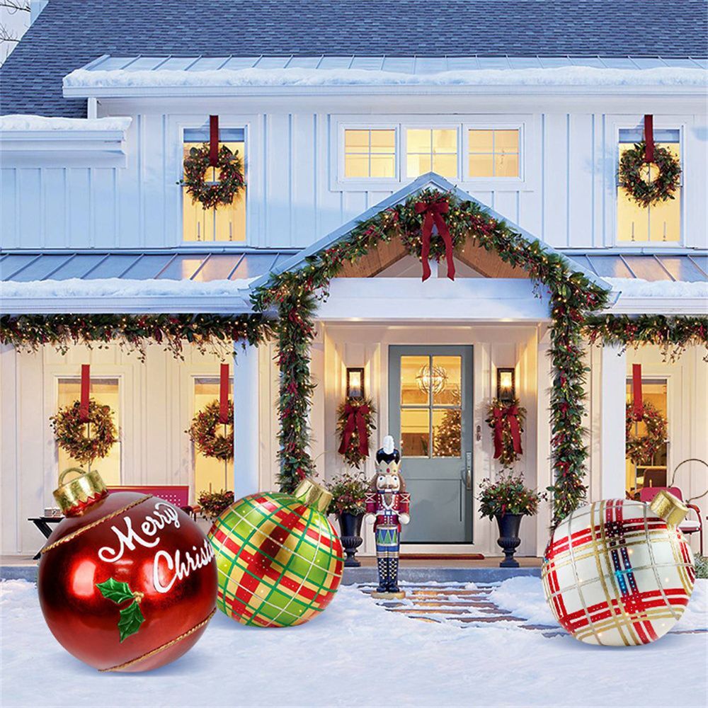 Luvikno | Jule Oppblåsbar Dekorasjon Ball | Utendørs Hage Ornament | 60cm PVC