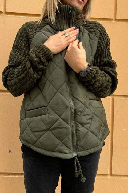 Luvik | Rento yksivärinen neulottu tilkkutäkki vuorattu takki