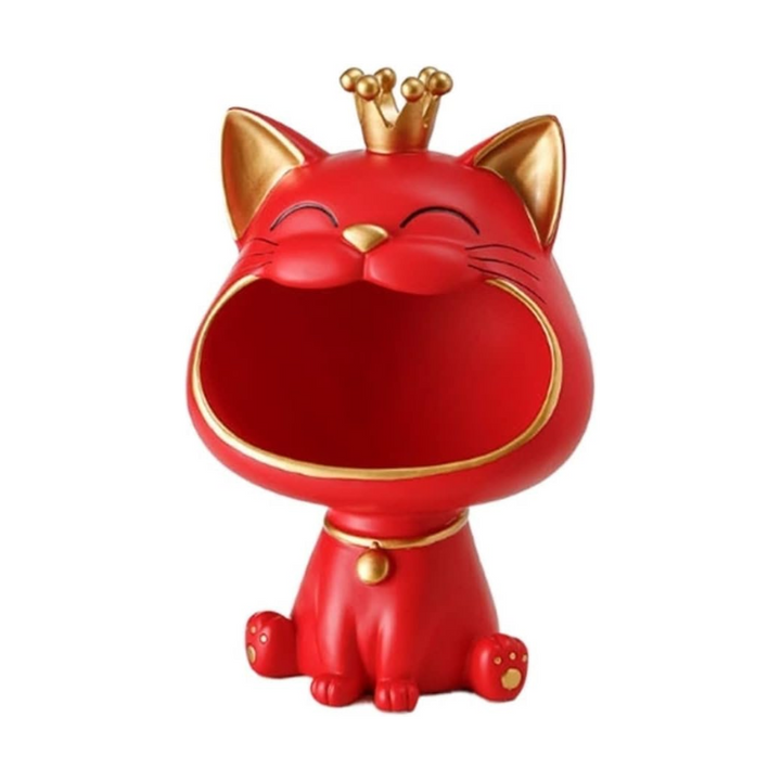 Latterlig Lucky Cat Dekorasjon, Bolle for Godteri og Smykker, Moderne Design | Luvikno