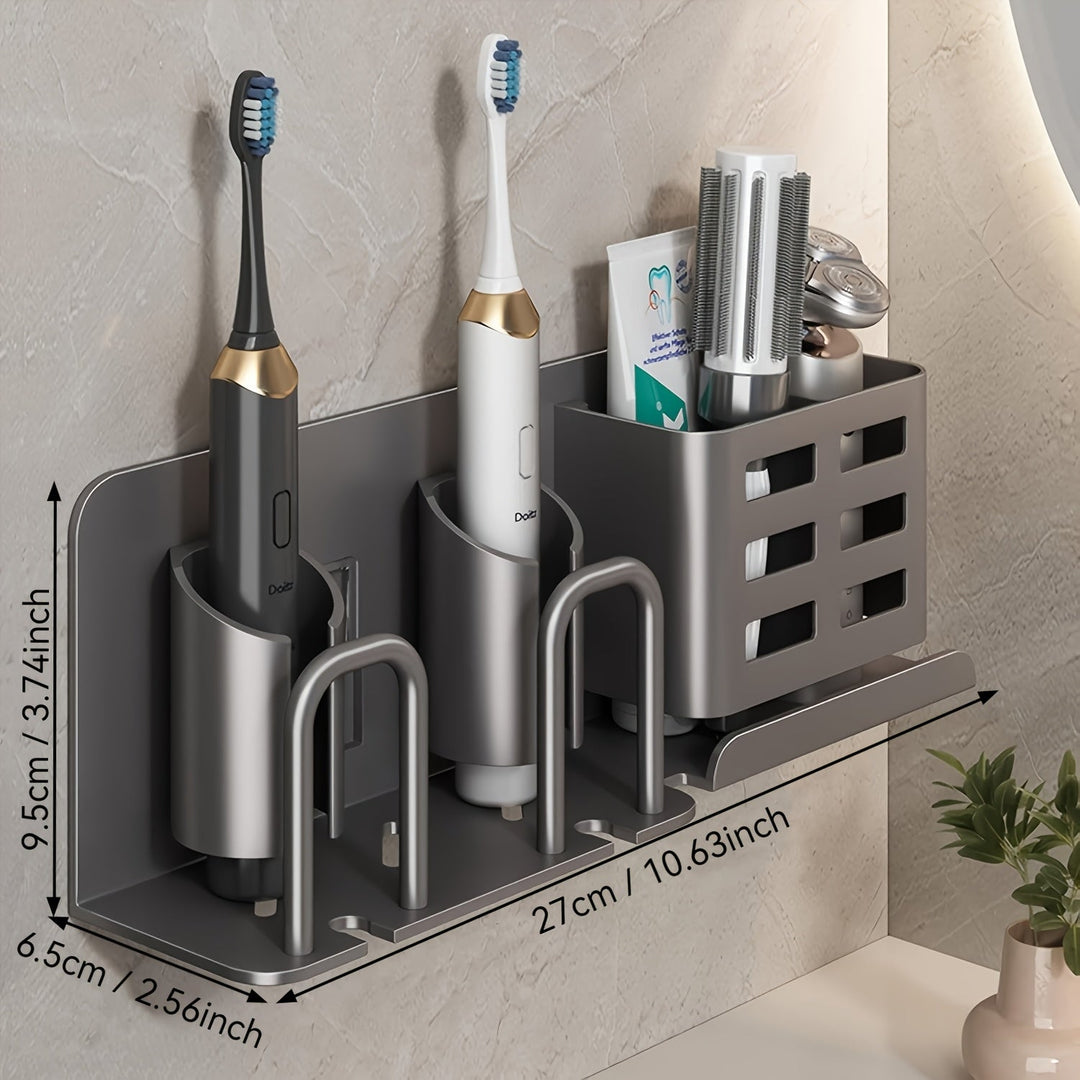 Luvikno | BristleHub Veggmontert Elektrisk Tannbørsteholder – Aluminium Baderomsorganisator med Dreneringshull