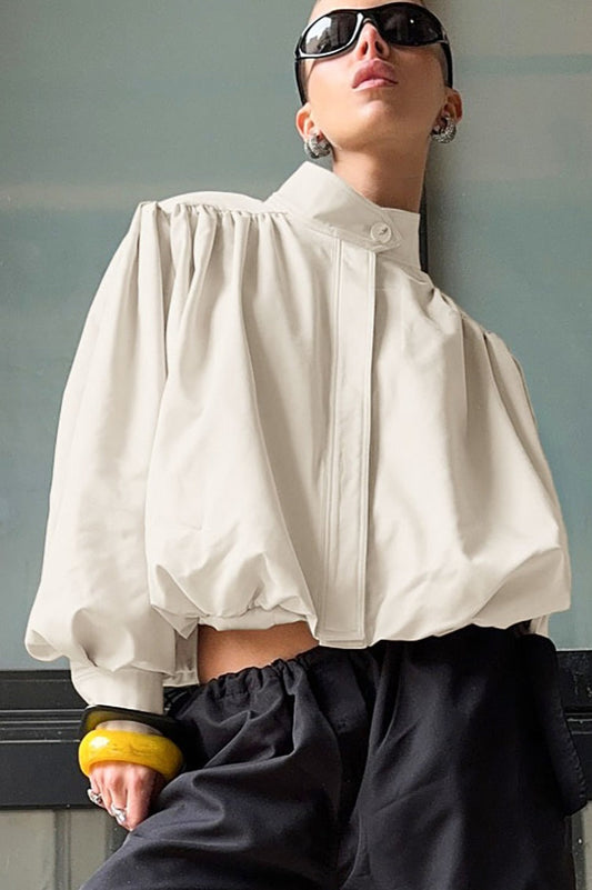 Luvik | Korkea kaulus puffihihainen takki