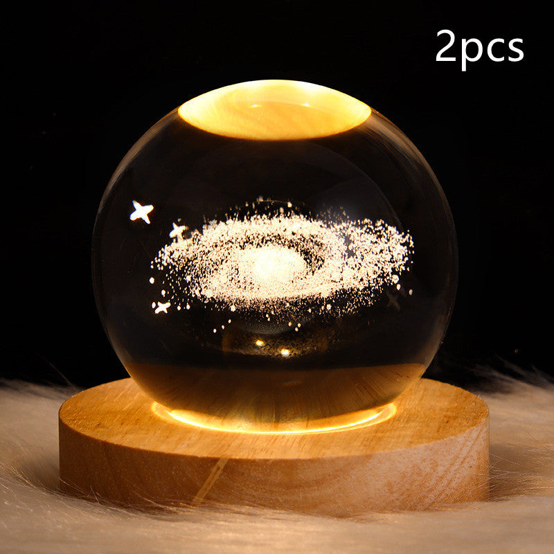 3D Galaxy Crystal Ball LED Nattlys | Luvikno