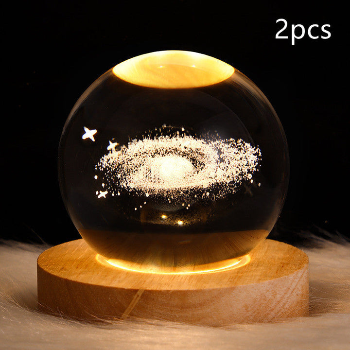 3D Galaxy Crystal Ball LED Nattlys | Luvikno