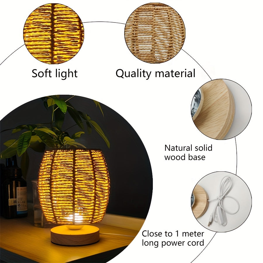 EcoLoom Bordlampe – Håndlaget Tre med LED Luvikno