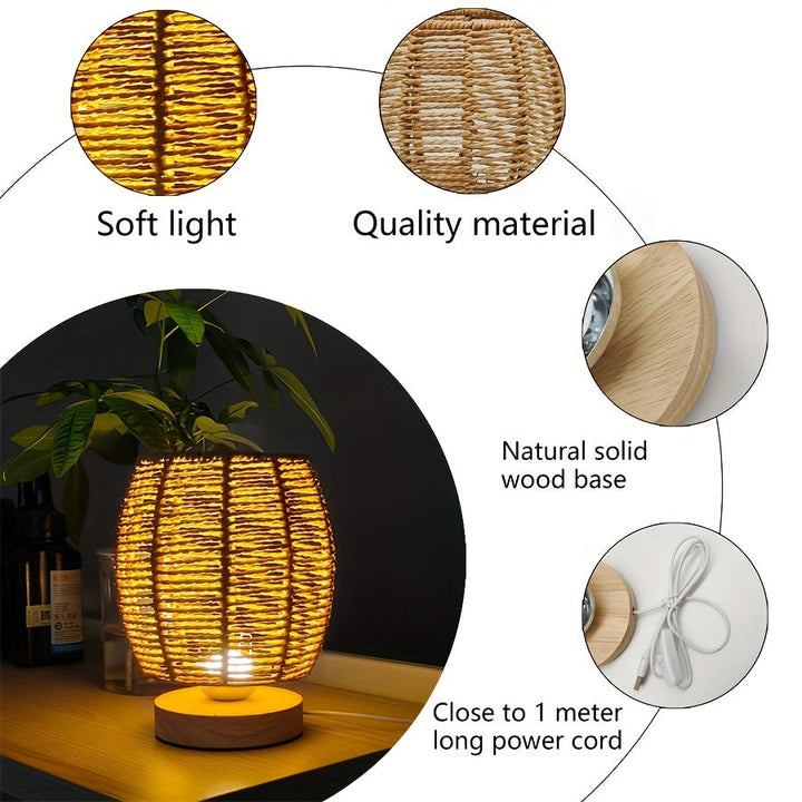 EcoLoom Bordlampe – Håndlaget Tre med LED Luvikno