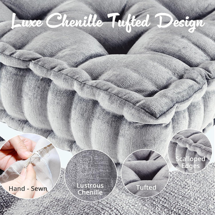 ZenComfort - Luxe Chenille Meditasjonspute for Gulvet Luvikno