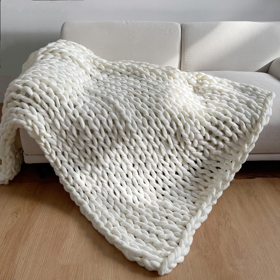 Chunky Knit Throw Håndlaget Vektet Teppe - SUPER KOSY & BEROLIGENDE TEPPE Luvikno