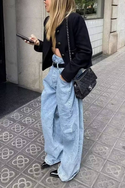 Luvik | Kaula Slim Fit Värilohko Naisille Napitakki