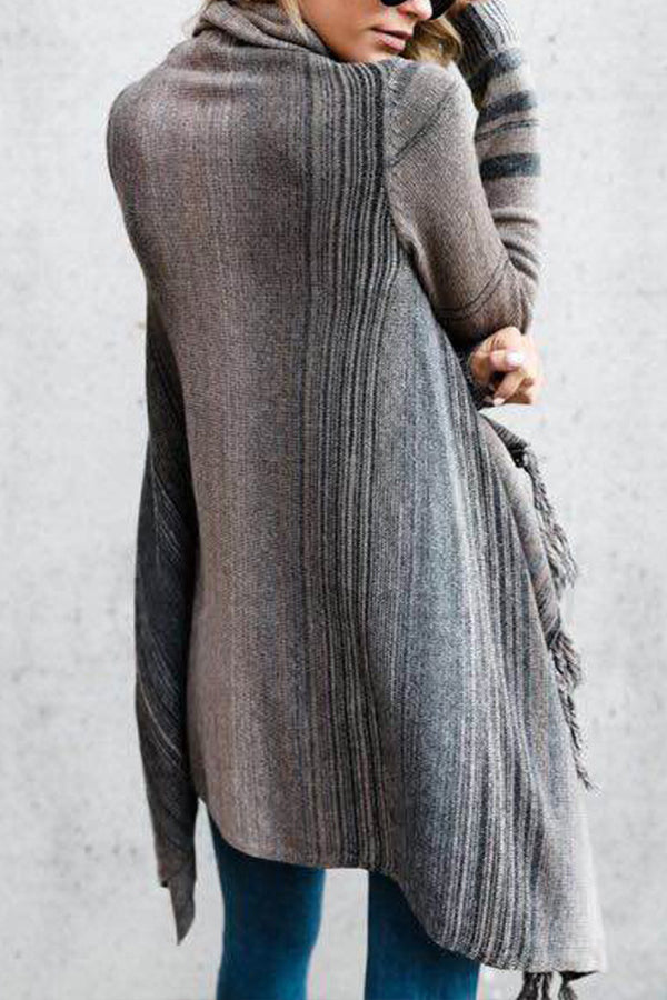 Luvik | Lengde smal formet trendy fransete stripete jakke