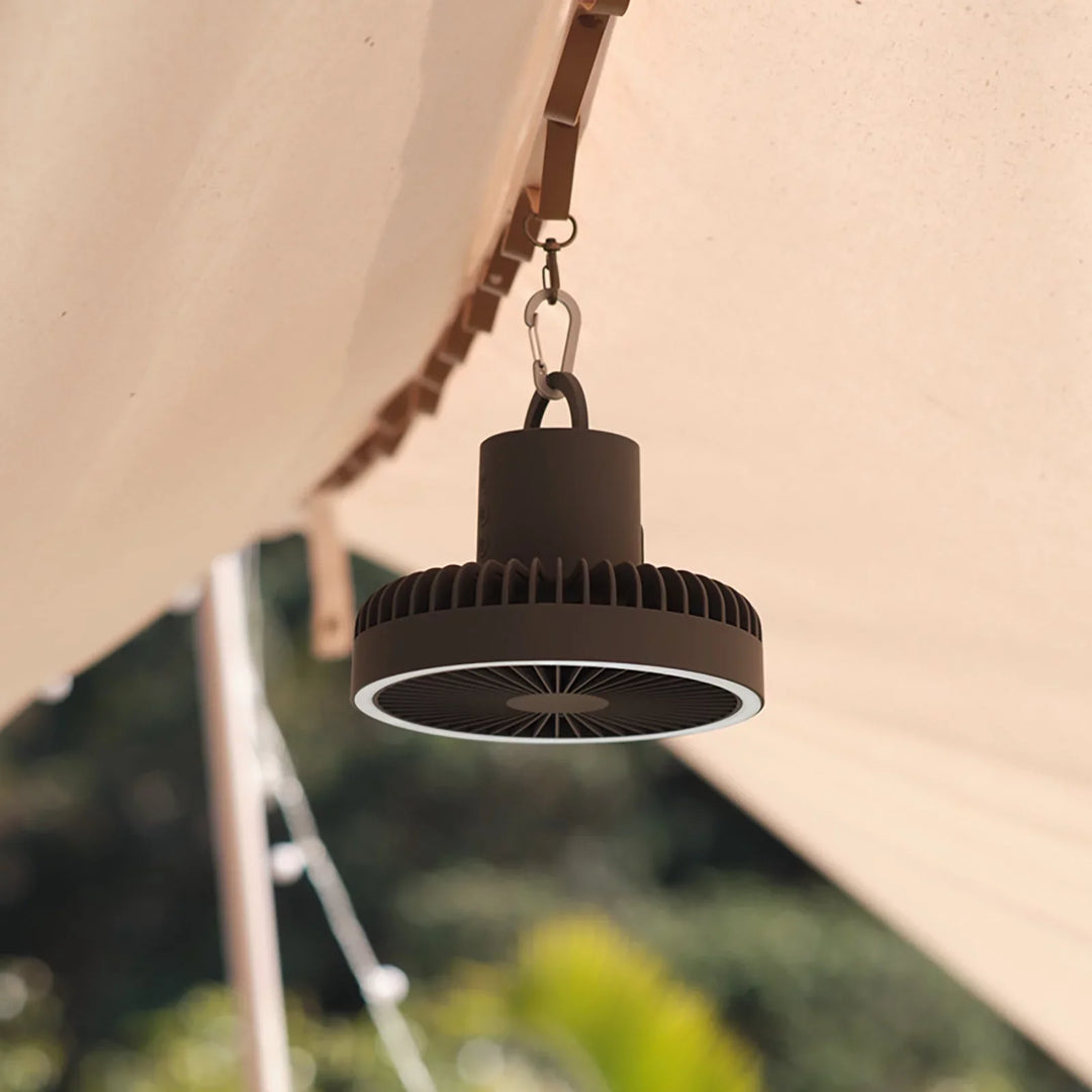 Oppladbar 10 000mAh Campingvifte med LED-belysning og powerbank | Luvikno