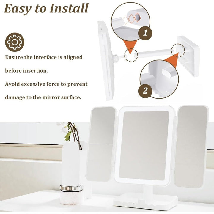 Tri-Fold LED Sminkespeil Luvikno