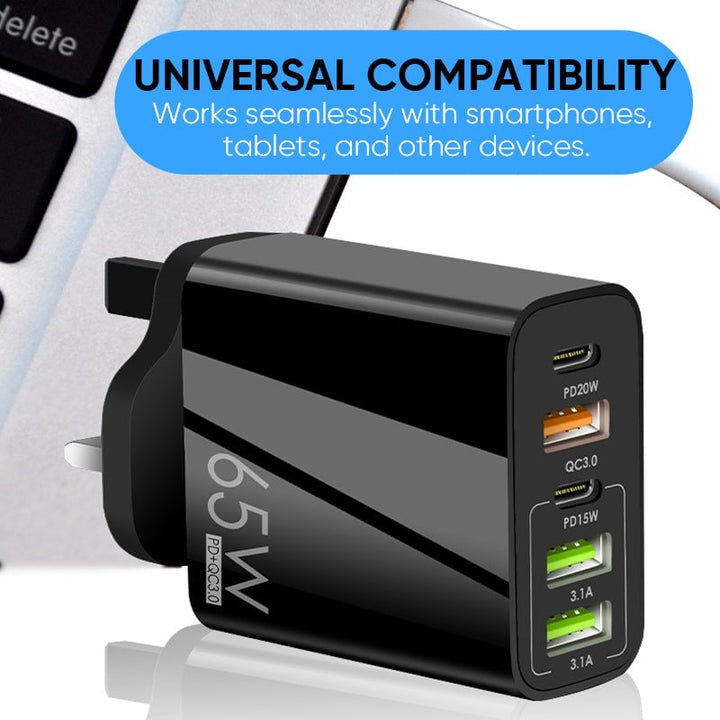 Multi Port Adapter 65W Hurtiglader - US Standard | Luvikno