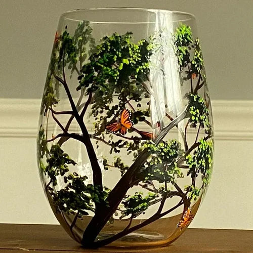 Luvikno | Four Seasons Tree Vin Glass - Håndmalt Kunst