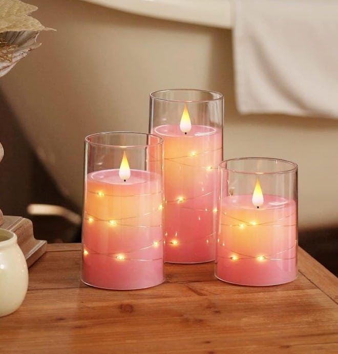 Stearinlyssett med realistisk LED-flamme Luvikno