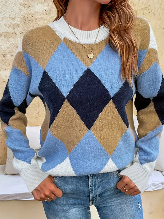 Luvik | Kuvioitu pyöreäkaula-aukollinen neule ajattomaan eleganssiin