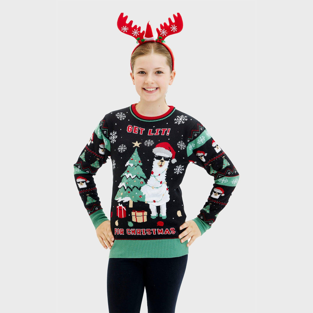 Luvik | Get Lit Llama Julegenser - Damer