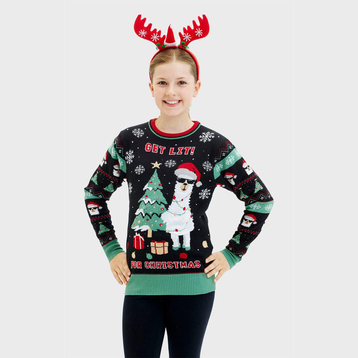 Luvik | Get Lit Llama Julegenser - Damer