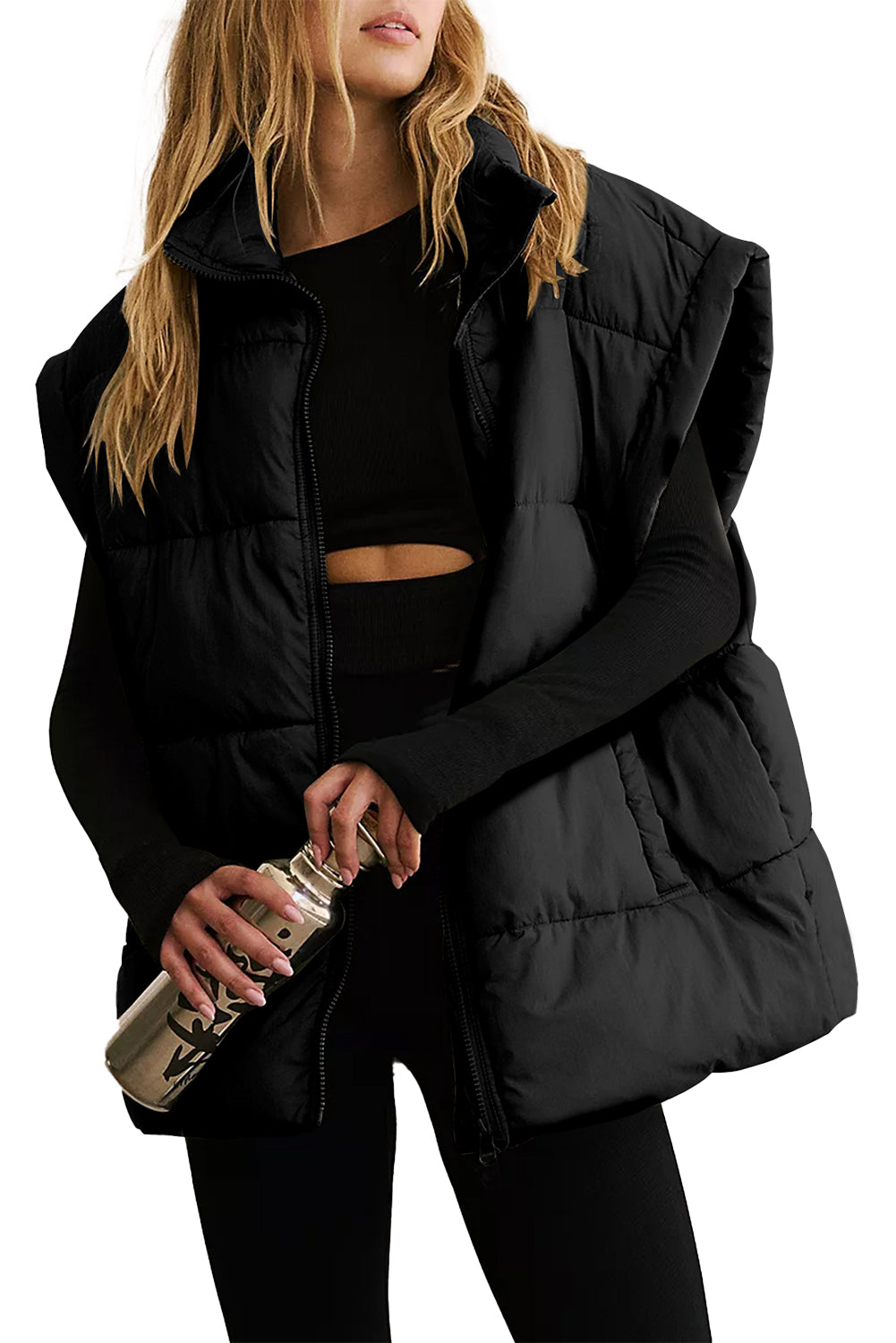 Luvik | Kombinasjon Glidelås Ståkrage Puffervest Oversized