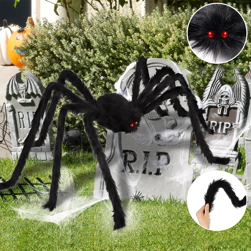 Luvikno | Halloween Edderkopp Dekorasjoner, strekkbar edderkoppnett