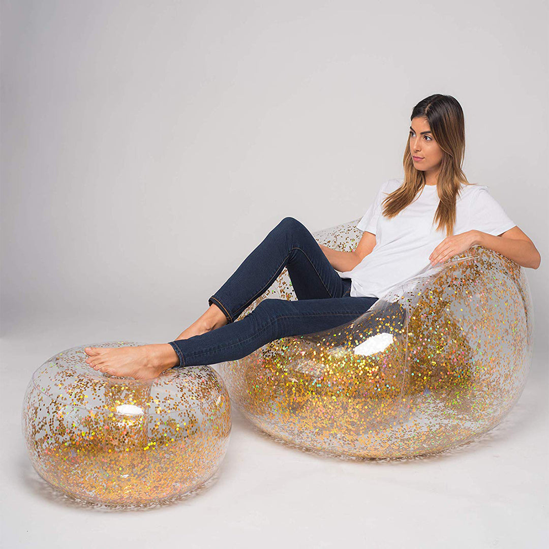 Unisex oppustbart sitteområde med glitterLuvikno