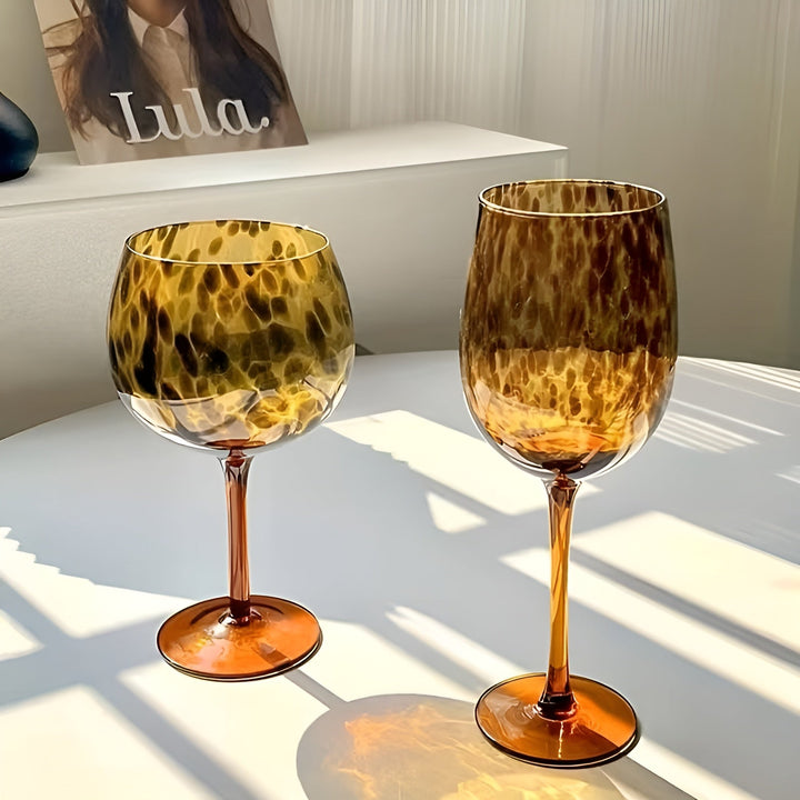 Leopardmønstret vinglass – Vintage design i sett med 2 | Perfekt for spesielle anledninger | Luvikno