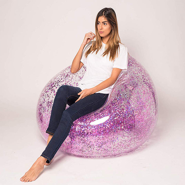Unisex oppustbart sitteområde med glitterLuvikno