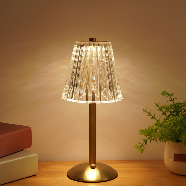 Golden Crystal Table Lamp - Aurora Luxe | Luvikno