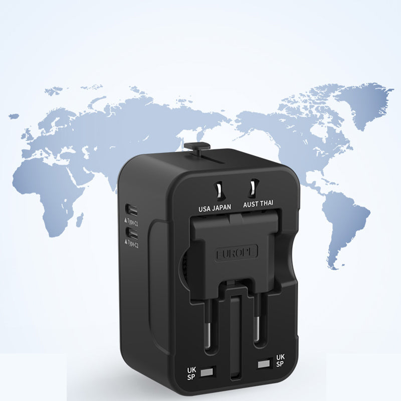 Universell reiseadapter med doble USB-porter | Luvikno