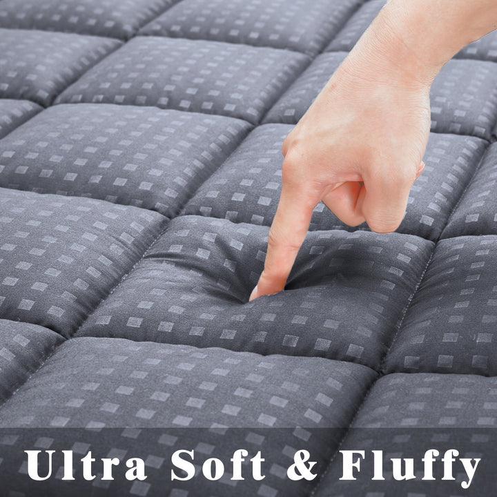 Ultimate Cooling Mattress Pad – Premium Quilted Pillow Top, Luxuriously Fluffy and Ultra-Breathable with Secure 14-18 Deep Pocket Cover – Enhanced Sleep Comfort, 1pc | Luvikno