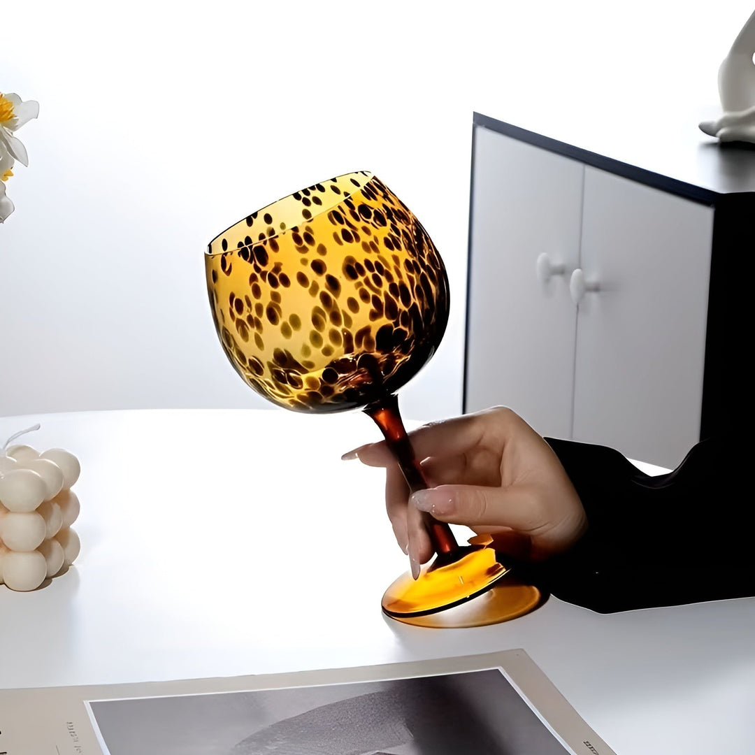 Leopardmønstret vinglass – Vintage design i sett med 2 | Perfekt for spesielle anledninger | Luvikno