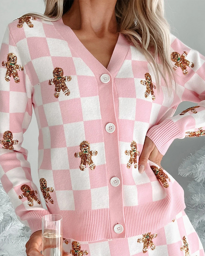 Luvik | Joulunpistekuvio Neulepusero Lyhyt Hame Puku