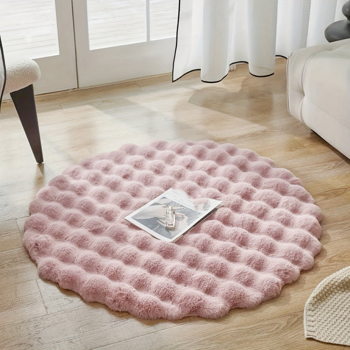 Rund fluffy teppe for stilige rom – Mykt teppe for stue og soverom | Luvikno