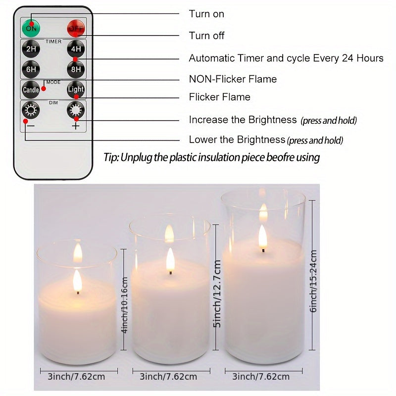 GlowLights – Sett med 3 LED-lys med fjernkontroll Luvikno