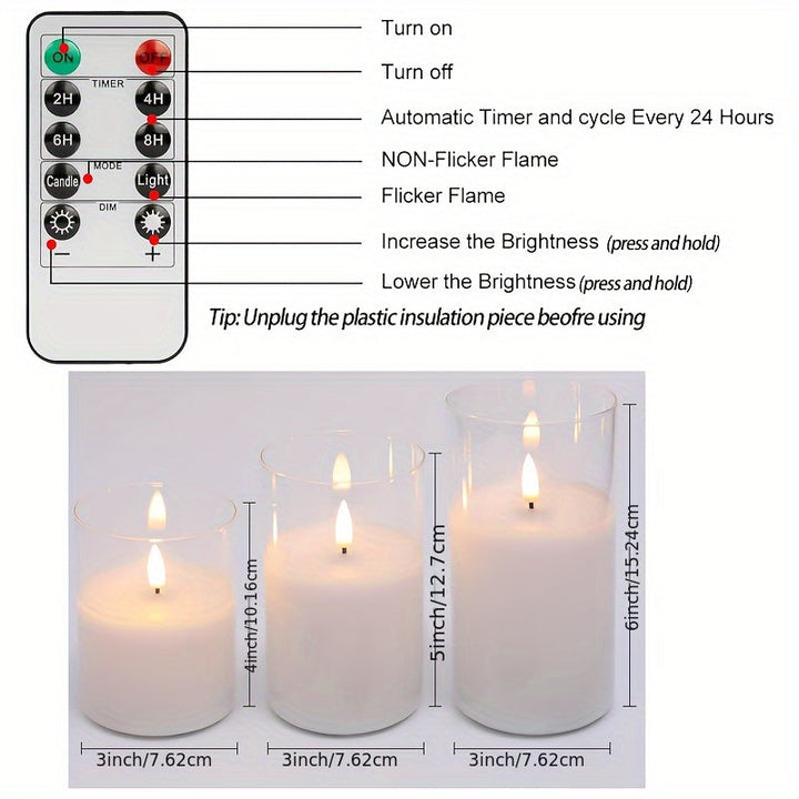 GlowLights – Sett med 3 LED-lys med fjernkontroll Luvikno
