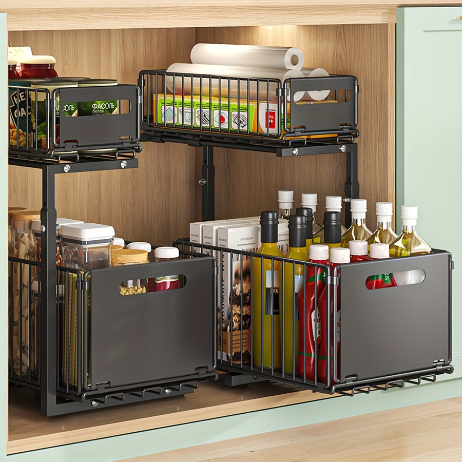 Pull-out Under-Cabinet Organizer 2 Levels | Luvikno
