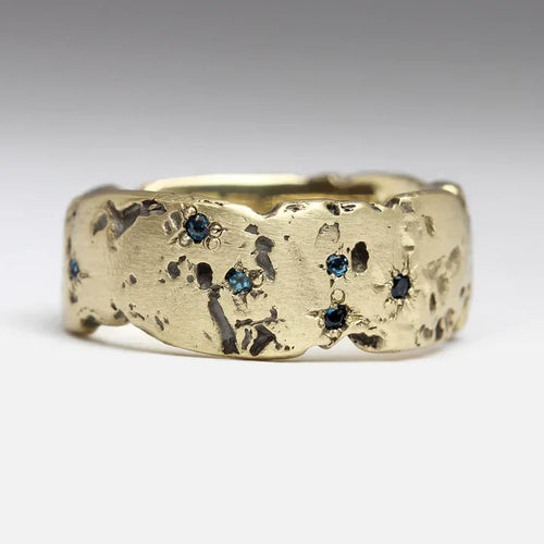 Elegant Retro Ring med Blå Inlaid Krystall - Aurielle Luvikno
