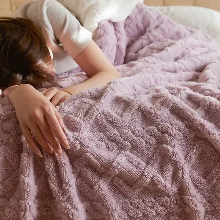 Luvikno | Tykk lammeull vinter fleece teppe - LuxyCozy