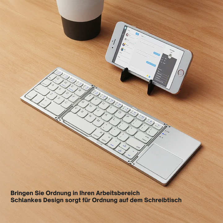 Luvikno | Sammenleggbar Bluetooth-tastatur med berøringsplate | Bærbart trådløst mini-tastatur for Windows, Mac, iOS og Android