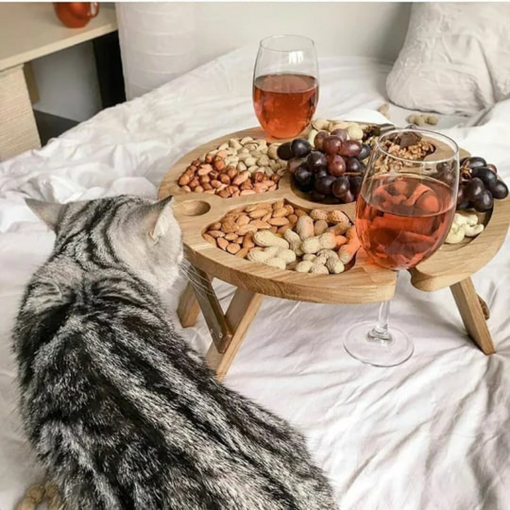 WineNest - Stilig Sammenleggbart Piknikbord for Vin Luvikno