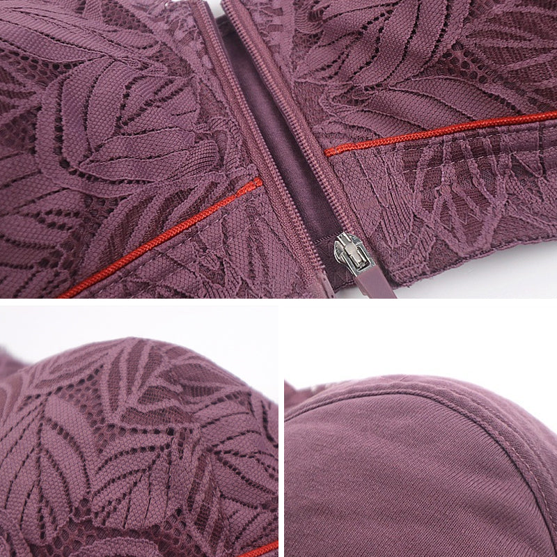 Luvikno | Ensfarge Lacy Lingerie med Frontglidelås