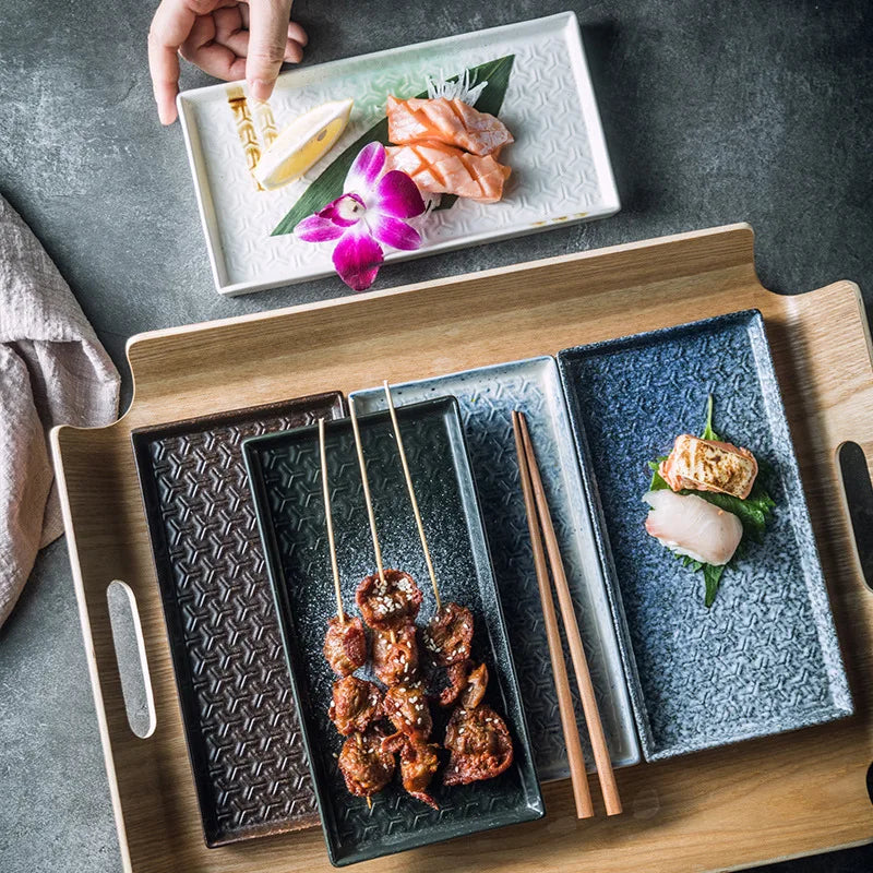 9.5" Keramisk Rektangulær Grillplate Restaurant Sushi Plate | Luvikno