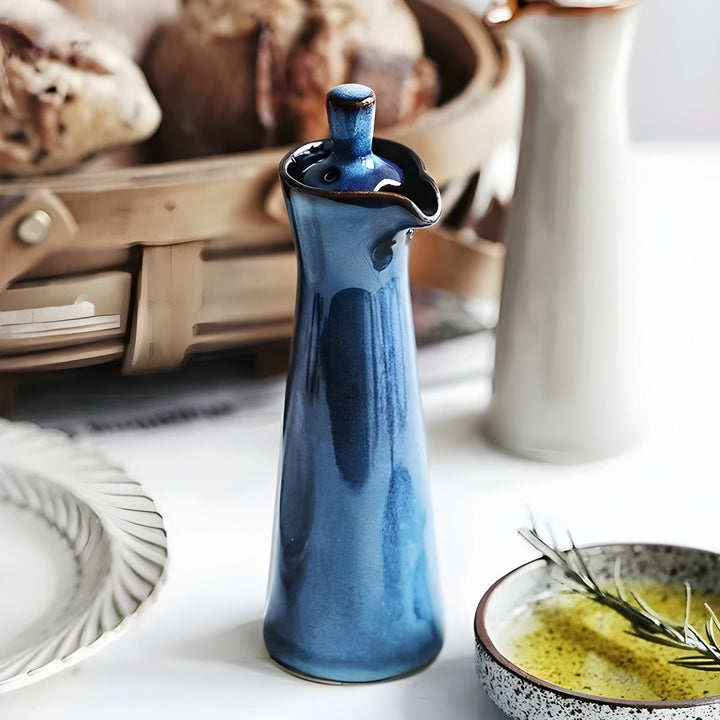 Olje- og krydderflaske laget av keramikk – Stilig og aroma-bevarende | Perfekt for kjøkken og spisebord | Luvikno