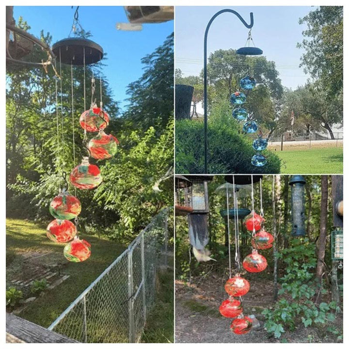 ChimeFeeder håndlaget glass colibri mater med vindklokke Luvikno