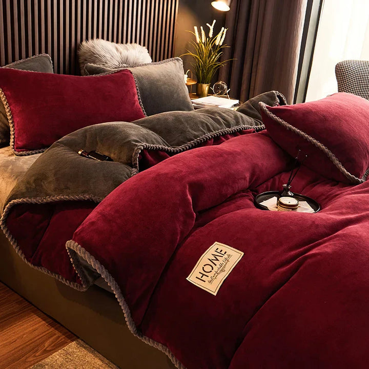 Luvikno | PlushHaven Luxe Velvet Duvet Cover Set – Kingsize Varme & Komfort