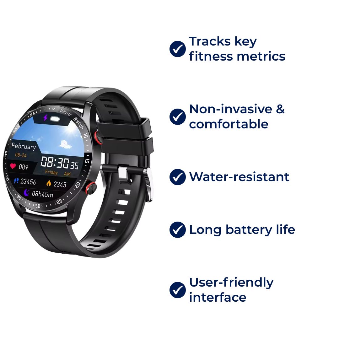 FitTrack | Ikke-invasiv treningssmartklokke - Sporer fysisk aktivitet - Hjerterate - Søvn - Trening - GPS-varsler - Vanntett Luvikno